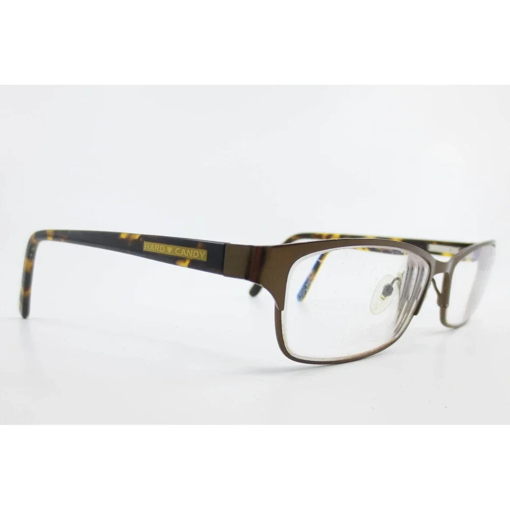 Hard Candy HC02 BWN Eyeglasses Brown Tortoise Rectangle Frame 52-15-135 HC02BWN